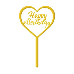 CAKE TOPPER "HAPPY BIRTHDAY" (IN HEART)